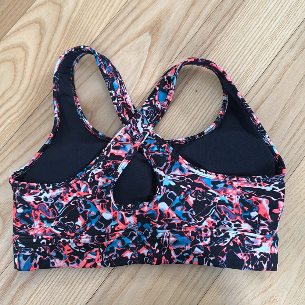 Under Armour Sports Bra S SM/P/CH Strappy Medium Support Printed - Picture 2 of 3